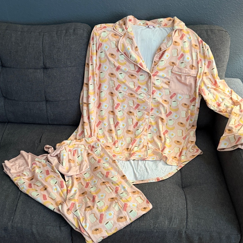 Jordan Peach and White Pajama Set